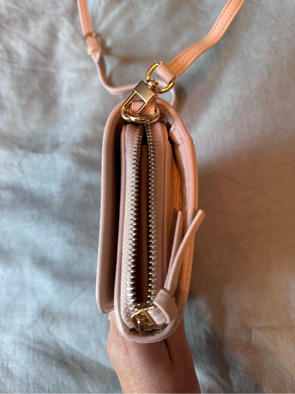 Tory Burch Blush Pink Pebbled Leather Crossbody Wallet - Picture 10 of 14
